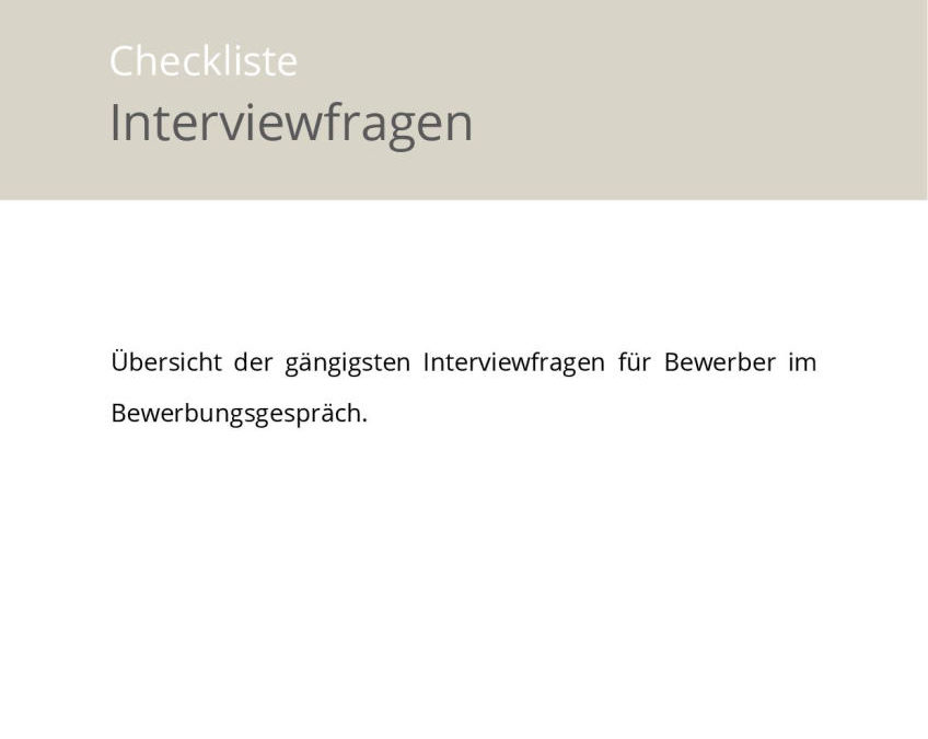 Checkliste Interviewfragen an Bewerber